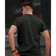 Men's T-Shirt Imported Blouse 100% Premium Cotton Shirt High Quality Print - 黑色 - 查看 3
