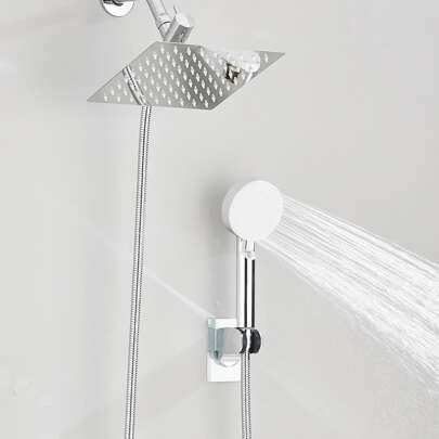 Cabezal de ducha cromado 8 pulgadas Ultra Thin Rainfall Ducha de baño 5 funciones Rociador de mano Kits de ducha de lujo