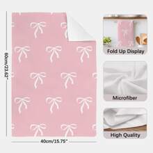 2 件粉色蝴蝶结和郁金香图案厨房毛巾，柔软涤纶材质洗碗布，适用于厨房装饰、清洁、节日派对装饰、厨房和浴室必需品、家居装饰、乔迁礼物