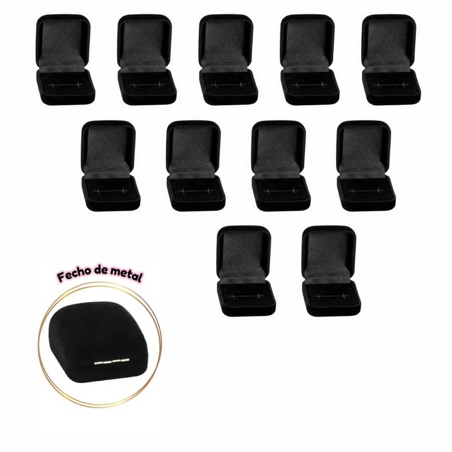 10 Velvet Ring Box Cases - High Quality - Red, Black, Blue And Gray - H-Cut And Metal Clasp - 查看 1