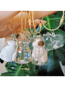 1pc Christmas Tree Decoration Creative Pet Fur Keepsake Holder: Cat Hair Keychain, Cat Fur Storage Bottle Cat Hair Keychain, Transparent Cat Hair Storage Box Pendants, Capsule Toys Pet Hair Container, Collection Cat Hair Keychain Bottle & Cat Hair Storage Bottle – Keychain For Collecting Cat And Dog Hair, Can Be Used As Pendant Gift & Memorial, Pet Lover Collecting Gift - Multicolor - View 1