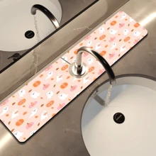 1pc Cute Ghost Pattern Printed Faucet Cover, Halloween Gift, Halloween Decor, Durable Polyester, Quick Dry, Easy Clean, Suitable For Kitchen And Bathroom, Easy Installation, Daily Decor, Gift, Bathroom Mat, Durable Faucet Cover, Faucet Accessory - Multicolor - View 25