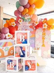 1 set, scatola trasparente di lettere in carta per neonati, palloncini decorativi per il compleanno felice, decorazioni per festa di nascità, primo compleanno 1º, festa di compleanno (esclusi i palloncini), decorazioni per festa di nascità e regali per la famiglia