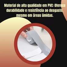 Fita Adesiva de Vedação Impermeável para Cozinha e Banheiro à Prova D'água para Rejunte e Acabamento - 3 Fitas Cinza - Visão 3