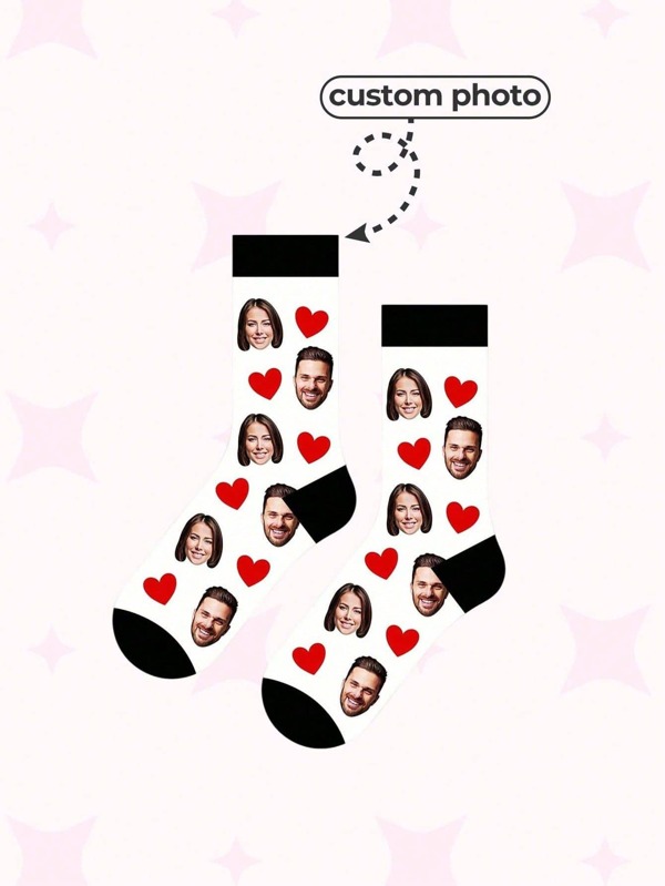 1 Paar anpassbare neutrale Gesichts-Socken, fügen Sie Ihre eigenen Bilder hinzu, um personalisierte Socken zu gestalten, Paar-Stil Socken, geeignet für Familie, Alltag, Partys und Universitätsgebrauch. Ein tolles Geschenk für Freunde, Familienmitglieder, Ehefrauen, Ehemänner, Töchter und Söhne., Herbst Socken