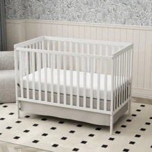 Goldzone Baby Crib, 5-In-1 Full Size Convertibl Toddler Bed With Natural Pinewood For Small Baby Newborn Nursery Furniture - White - View 2