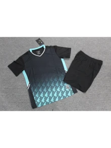 Customizable Youth Football Set (8-12 Years Old) - Personalized Jerseys And Shorts Set With Customizable Logos, Numbers, And Text Content - Black - View 2