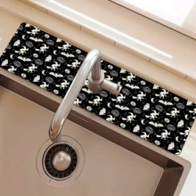 1pc Cute Ghost Pattern Printed Faucet Cover, Halloween Gift, Halloween Decor, Durable Polyester, Quick Dry, Easy Clean, Suitable For Kitchen And Bathroom, Easy Installation, Daily Decor, Gift, Bathroom Mat, Durable Faucet Cover, Faucet Accessory - Multicolor - View 15