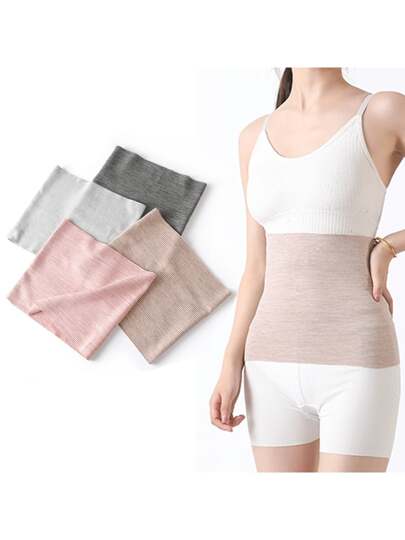 1 Stück Damen dünner, kaschmirhaltiger, unifarbener, elastischer Bund, ideal für klimatisierte Räume, nach der Schwangerschaft, ältere Menschen mit Rückenschmerzen, warmer Schutz für die Taille für Outdoor-Aktivitäten, Yoga, Laufgürtel Taillengurt für Übungen zuhause, Sport und Spazierengehen