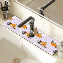 1pc Cute Ghost Pattern Printed Faucet Cover, Halloween Gift, Halloween Decor, Durable Polyester, Quick Dry, Easy Clean, Suitable For Kitchen And Bathroom, Easy Installation, Daily Decor, Gift, Bathroom Mat, Durable Faucet Cover, Faucet Accessory - Multicolor - View 17