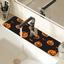 1pc Home Decor, Skull, Ghost, Pumpkin Pattern Printed Faucet Mat, Halloween Gift, Halloween, Halloween Decor, Durable Polyester, Quick Dry, Easy To Clean, Suitable For Kitchen And Bathroom, Easy To Install, Daily Decor, Gift, Bathroom Mat, Durable Faucet Mat, Faucet Accessory - Multicolor - View 15