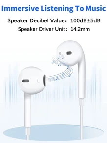 Compatible With Iphone Earbuds, USB-C Comfort In-Ear Earphones, Type C Audio Headphones 3.5mm Jack HiFi Stereo In Ear Wired Headset With Bluetooth Microphone And Call Controller, Noise Isolating