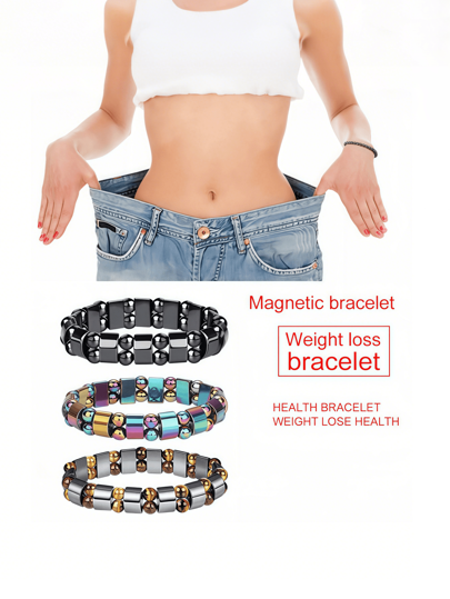 Tobillera de piedra natural negra de cálculo biliar para pérdida de peso de pareja, pulsera magnética de piedra de yoga para pareja