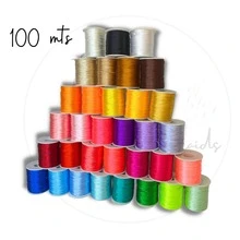 Kit 10 Cores Fio de Cetim 100mts 1mm Atacado - Fio Seda Rabo de Rato, p/ Tranças Artesanato - Transparente - Visão 2