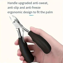 1/4 Peças Conjunto de Cuidados com as Unhas Resistente para Homens e Adultos - Cortador de Unhas Ergonômico com Alça Preta e Lixa, Tesoura de Unhas de Aço Inoxidável para Unhas Grossas, Design Moderno, Ferramentas de Manicure Duráveis, Kit de Cuidados com as Unhas Preto