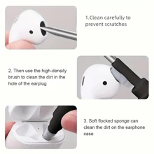 1pc Is A Three In One Wireless Headphone Cleaning Kit Suitable For Computers, Cameras, And Mobile Phones. It Features A Multifunctional Tool Design With A Precision Brush, Making It Perfect For Digital Devices And Jewelry Accessories. The Headphone Cleaning Tool Is Designed To Be Fashionable And Durable