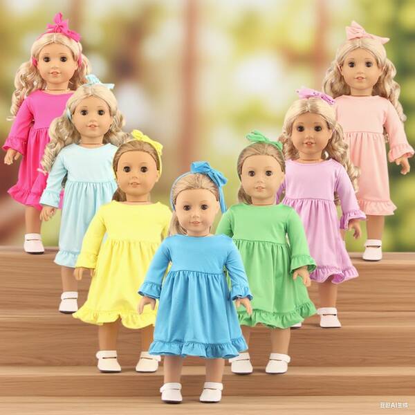 1 Set 18-Inch Doll Dress, Solid Color Doll Dress, 7 Colors Available, Fashion Doll Clothes, Suitable As Birthday Gift Or Holiday Gift For Little Girls