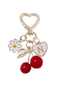 Y2K 时尚可爱樱桃金蝴蝶包包挂饰 - 樱桃钥匙时尚背包吊坠装饰，配白色雏菊，钥匙扣，合金吊坠，A-Z 字母，耳机线挂钩，汽车装饰，装饰挂件，樱桃钥匙扣，包包配件，带夹子，闪亮树脂和金属部件，适合女士钱包和包包，背包配件，返校礼物，教师节礼物 - 彩色 - 查看 13