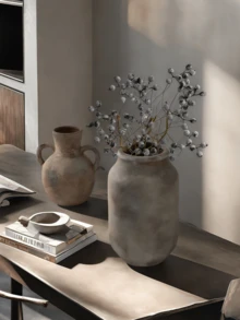 1 Stück Keramik Vintage Wabi-Sabi Stil kurze dicke rustikale Vase, geeignet für japanischen Stil Gasthaus Kunst Dekoration, Bauernhaus Innenraum Blumenarrangement, elegante Eingangsbereich Vase Dekoration, Heimdekoration, Raumdekoration, Glasvase - Mehrfarbig 3 - Übersicht 8