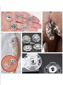20pcs Super Transparent Invisible Buttons - Fixed, Invisible Buttons, Suitable For Sweaters And Shirts, Anti-Exposure Design, Transparent Snap Invisible Snap Plastic Buttons Apparel Accessories - Multicolor - View 7