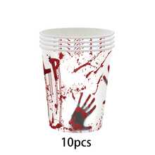 10 buc/50 buc/80 buc Halloween Party Supplies Înfricoșător Amprente de Mâini Însângerate Farfurii de Hârtie Șervețele Pahare Set de Tacâmuri Set de Cină cu Amprente de Mâini Însângerate pentru Decorațiuni Înfricoșătoare de Halloween Party