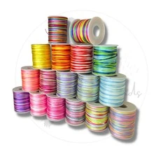 Kit 10 Colors Satin Thread 100mts 1mm Wholesale - Silk Thread Rat Tail, For Braids Crafts - Multicolor - Ver 6