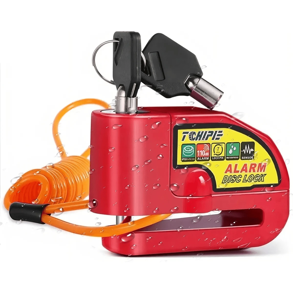 Lincky Alarma Motocicle Bloqueo Impermeable Freno Disco Candado - Rojo - Ver 1