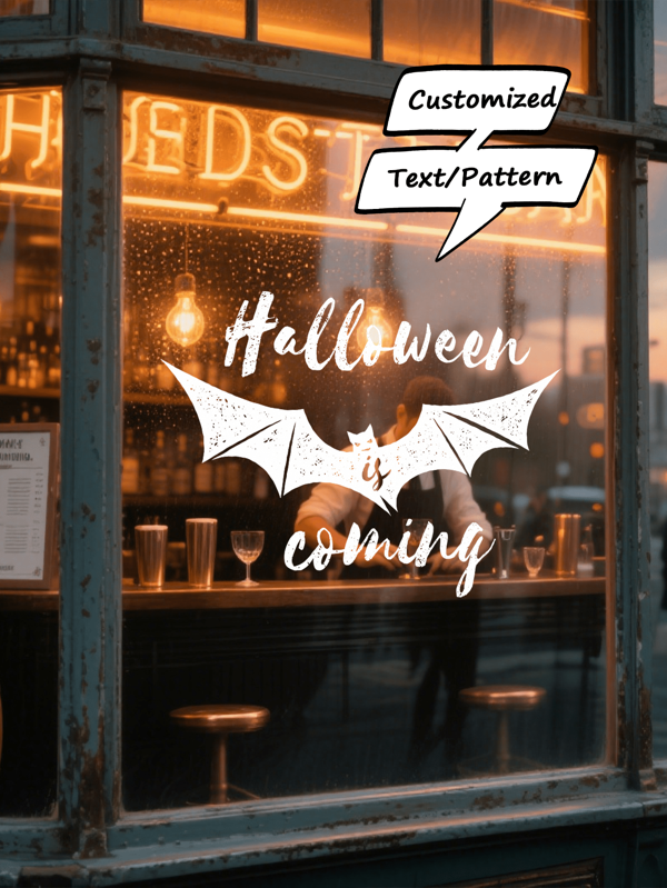 Halloween Window Decoration Static Stickers - Halloween Theme Waterproof PVC Stickers - Bat Stickers - Removable Transparent Glass Stickers - For Shopping Malls, Shops, Restaurants, Schools - Fun Festival Decoration