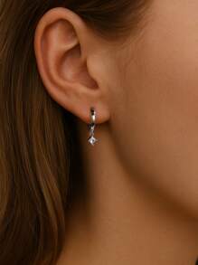 1 对防过敏耳环，精致 18K 镀金耳环，女士时尚重叠耳环 - 耳環 - 查看 2