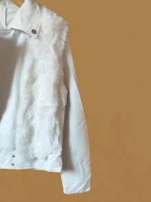 Women's Leather Jacket Simple Casual Zipper Pocket Button Evening Daily - White - View 6