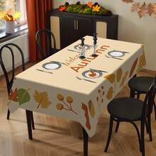 1/20 piezas Mantel rectangular de otoño, mantel con estampado de hojas de otoño, adecuado para interiores/exteriores, restaurante, cocina, fiesta, decoración del hogar y regalo de otoño, decoración del hogar, protección perfecta para tu mesa - Multicolor - Ver 8