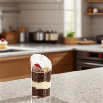 10/20/30/40/50Pcs 2.5oz/80ml Mini Dessert Cups With Spoons, Slanted Round ,Clear Plastic Parfait Appetizer Cup , Small Cups, Bowl For Tasting Party Desserts Appetizers