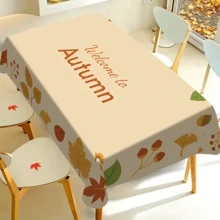 1/20 piezas Mantel rectangular de otoño, mantel con estampado de hojas de otoño, adecuado para interiores/exteriores, restaurante, cocina, fiesta, decoración del hogar y regalo de otoño, decoración del hogar, protección perfecta para tu mesa - Multicolor - Ver 6
