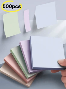 共5件，共500张。颜色随机。莫兰迪风格的便利贴。便携式学生马克笔书写笔记，自粘，易于粘贴，可用作记事本。它们是办公室、家居和学校的好帮手，也是办公配件。（注：B款（6本/600张）白色版和白色透明版（50张*2）将随机发货。） - 彩色 - 查看 1