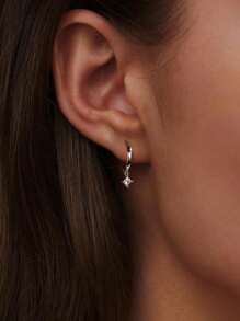 1 对防过敏耳环，精致 18K 镀金耳环，女士时尚重叠耳环 - 耳環 - 查看 1