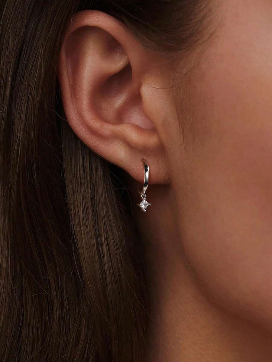 1 对防过敏耳环，精致 18K 镀金耳环，女士时尚重叠耳环 - 耳環 - 查看 1