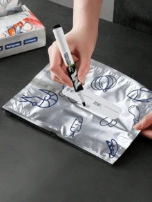 10pcs Reusable Aluminum Foil Food Storage Bags With Zipper - Thick, Leak-Proof, Self-Sealing, Perfect For Fresh Fruits & Vegetables, Ideal For Meal Prep & Pantry Organization, Pantry Organizers And Storage ﻿