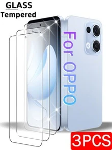 3 件高清钢化玻璃屏幕保护膜，适用于 OPPO 系列，防刮擦，表面光滑，防指纹，易于安装屏幕保护必需品，适用于日常防护、办公室、家庭手机屏幕保护膜手机配件防水防震防摔全覆盖 - 彩色 - 查看 1