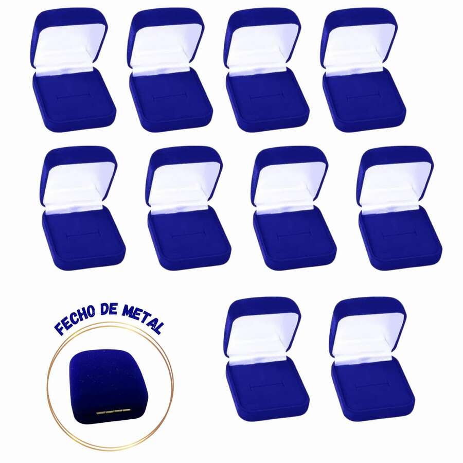 10 Velvet Ring Box Cases - High Quality - Red, Black, Blue And Gray - H-Cut And Metal Clasp - 查看 1