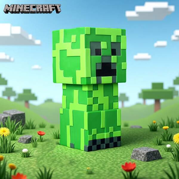 Minecraft 1 PIEZA Hucha oficial con licencia de Minecraft Mojang, diseño de Creeper de Minecraft, alcancía de arte de píxeles con tapa magnética, diseño seguro y explosivo, diversión para salas de juegos, colecciones y regalos navideños