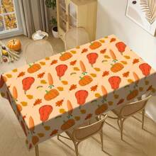 1/20pcs Autumn Polyester Tablecloth With Pumpkin, Carrot, Autumn Leaves Pattern Tablecloth, Fall Tablecloth, Thanksgiving Gift, Perfect For Fall, Indoor/Outdoor, Camping And Picnic Decoration