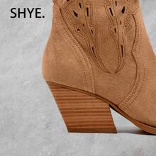 Faux Suede Cowboy Boot Cowboy Holiday - Lạc đà - Xem 4