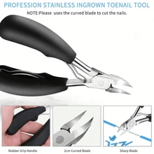 1/4 Peças Conjunto de Cuidados com as Unhas Resistente para Homens e Adultos - Cortador de Unhas Ergonômico com Alça Preta e Lixa, Tesoura de Unhas de Aço Inoxidável para Unhas Grossas, Design Moderno, Ferramentas de Manicure Duráveis, Kit de Cuidados com as Unhas Preto