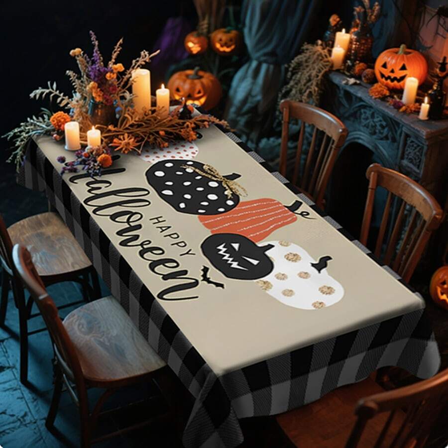 1/20pcs Halloween Tablecloth, Scary Black And White Red Pumpkin Pattern ...