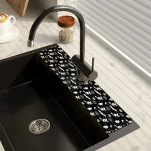 1pc Cute Ghost Pattern Printed Faucet Cover, Halloween Gift, Halloween Decor, Durable Polyester, Quick Dry, Easy Clean, Suitable For Kitchen And Bathroom, Easy Installation, Daily Decor, Gift, Bathroom Mat, Durable Faucet Cover, Faucet Accessory - Multicolor - View 8