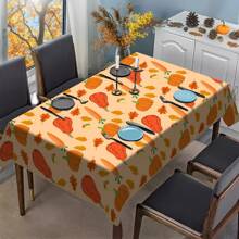 1/20pcs Autumn Polyester Tablecloth With Pumpkin, Carrot, Autumn Leaves Pattern Tablecloth, Fall Tablecloth, Thanksgiving Gift, Perfect For Fall, Indoor/Outdoor, Camping And Picnic Decoration