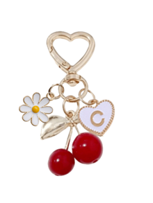 Y2K 时尚可爱樱桃金蝴蝶包包挂饰 - 樱桃钥匙时尚背包吊坠装饰，配白色雏菊，钥匙扣，合金吊坠，A-Z 字母，耳机线挂钩，汽车装饰，装饰挂件，樱桃钥匙扣，包包配件，带夹子，闪亮树脂和金属部件，适合女士钱包和包包，背包配件，返校礼物，教师节礼物 - 彩色 - 查看 19