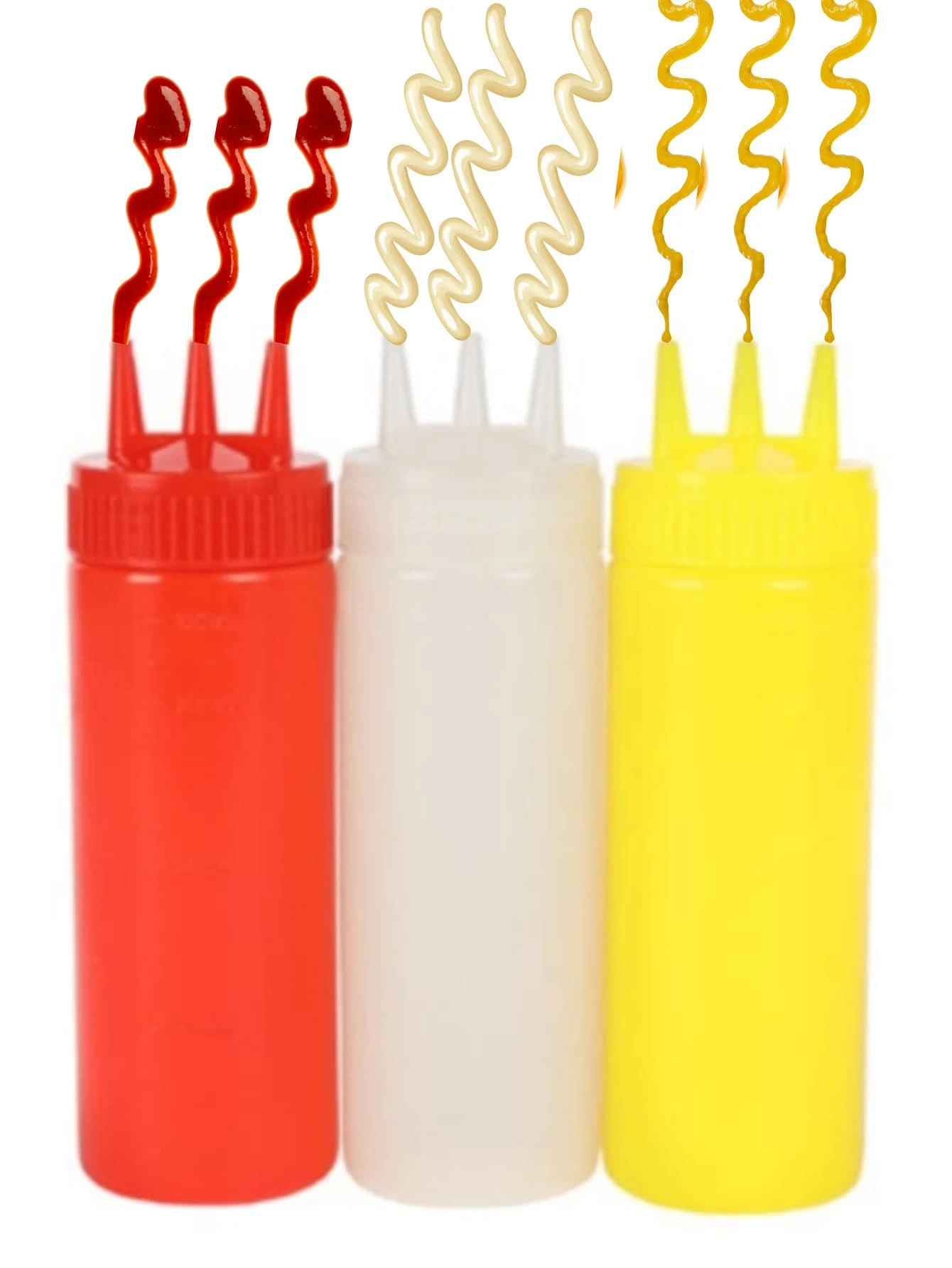 360ml Mustard Mayonnaise Ketchup Sauce Tube With 3 Nozzles - Multicolor - View 1