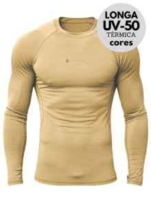 Kit 3 Thermal Shirt Second Skin Long Sleeve Blouse UV Protection Compression ORIGNS - Xám-Xanh lá-Be - Xem 4