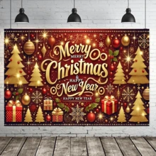 1pc Merry Christmas And Happy New Year Party Banner, Multi-Functional Holiday Decoration, Suitable For Room, Yard, Studio, Home And Garden Celebration Activities, Indoor And Outdoor Event Photography Background Cloth,Christmas Decorations - Multicolor - View 1